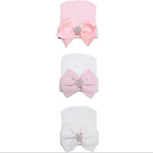 Newborn Girl Beanie with Large Bow with Crystals